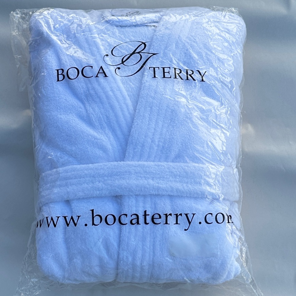 Women's White Plush Terry Robe - Picture 2 of 8